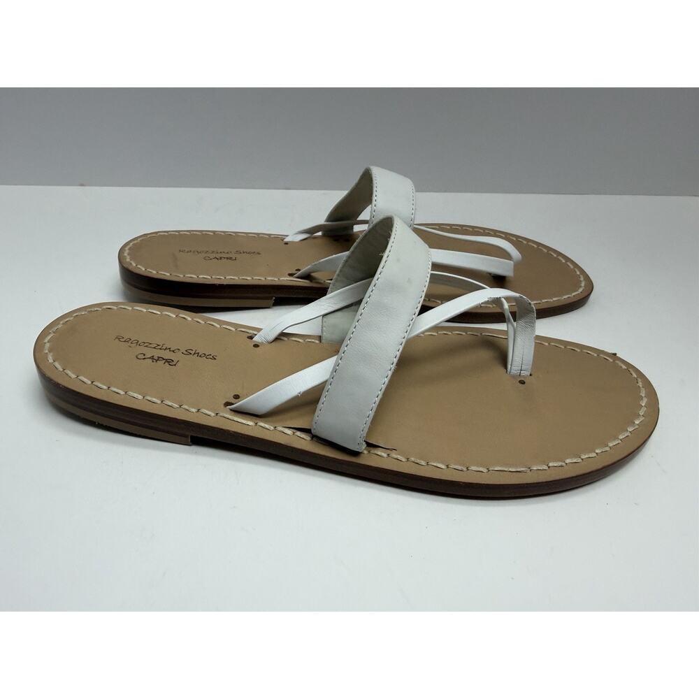 Capri Ragozzini Shoes Women’s White Leather Handmade Sandals Size 40 Summer - Picture 2 of 8